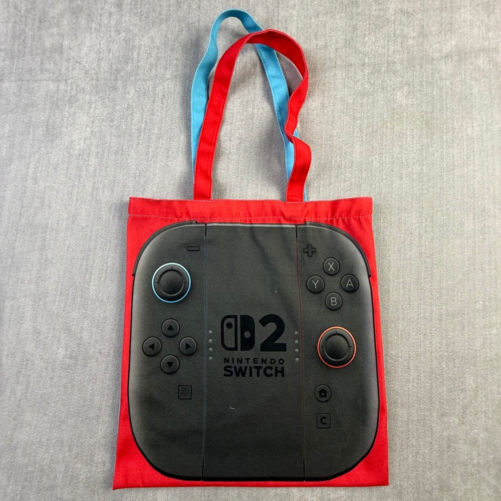Nintendo Switch 2 Tote Bag Red Blue Reversible Controller Graphic Promo‎ Canvas